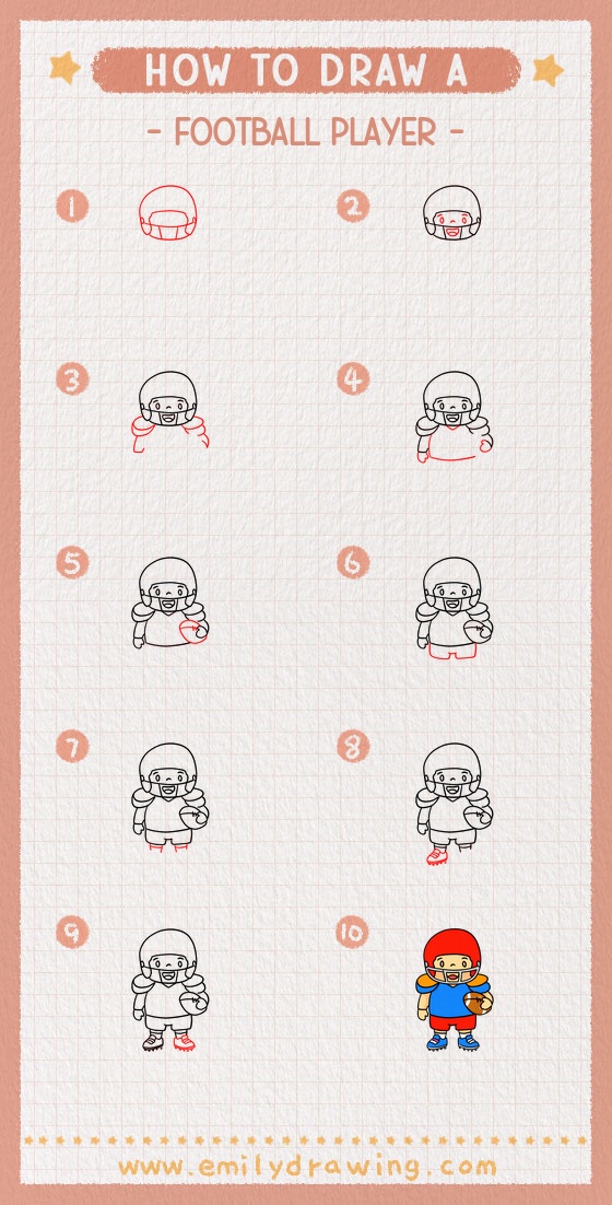 how to draw a football player pinterest pin